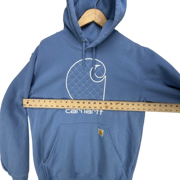 Carhartt Hoodie Pullover Sweatshirt Graphic Logo‎ Loose Fit Blue Medium - Picture 5 of 7